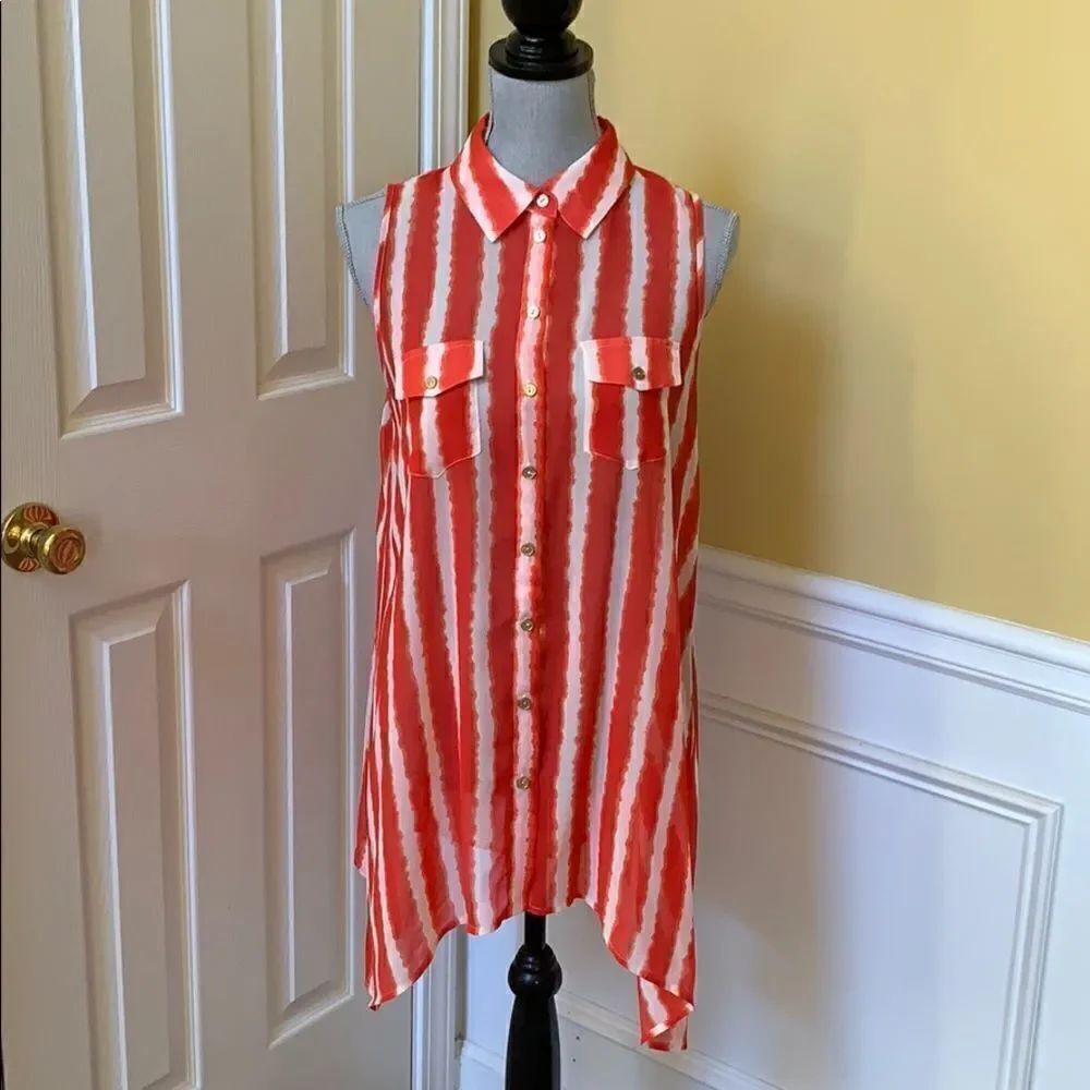 BCBGMaxAzria Red and White Top